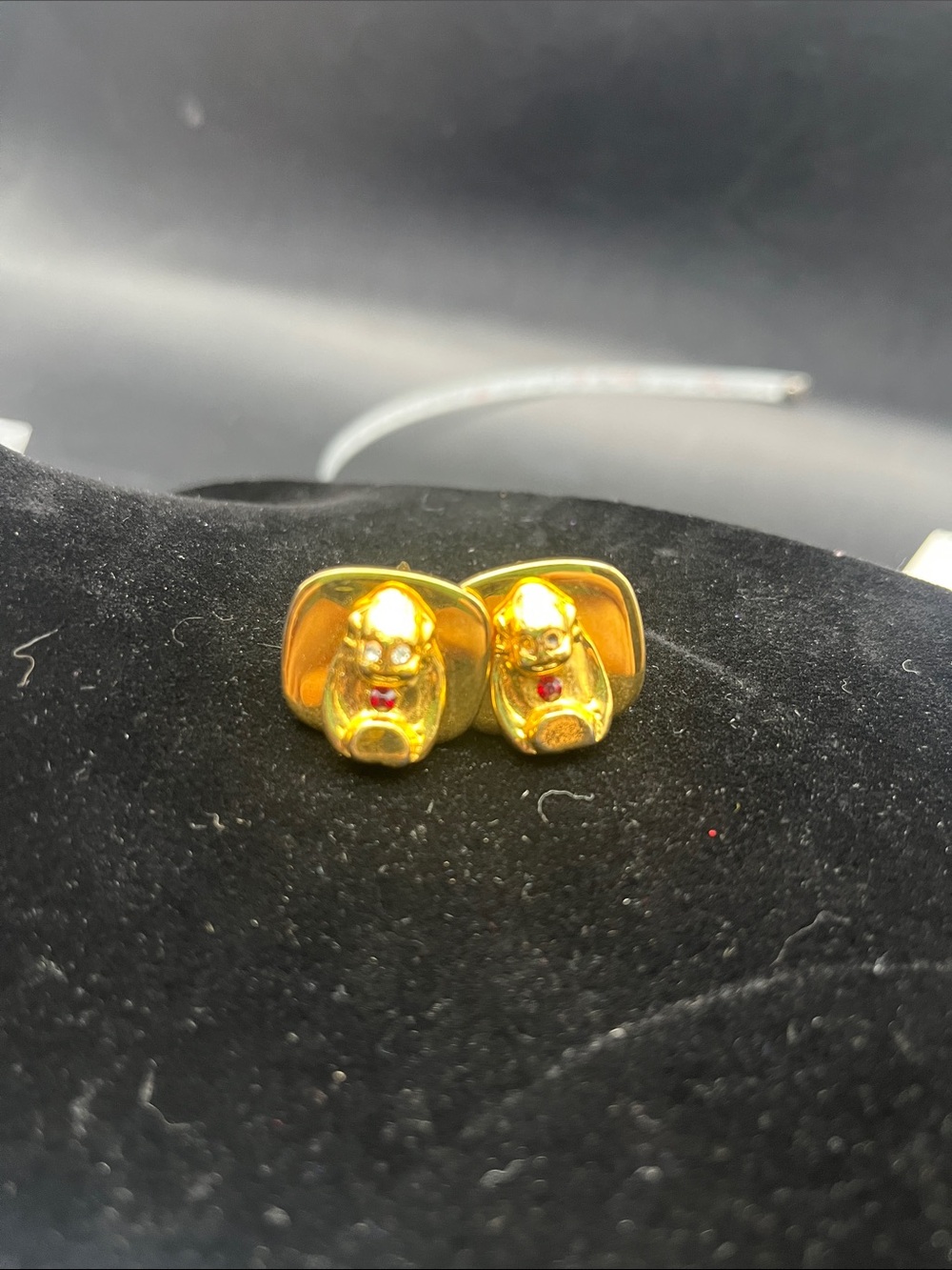 Vintage Gold-Tone Billiken Cufflinks Jesters Good Luck Charm Seated Monkey